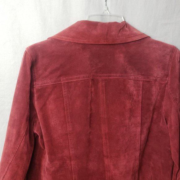 Dennis Basso Women's Red Leather Full Zip Lined Coat Jacket - Picture 8 of 13